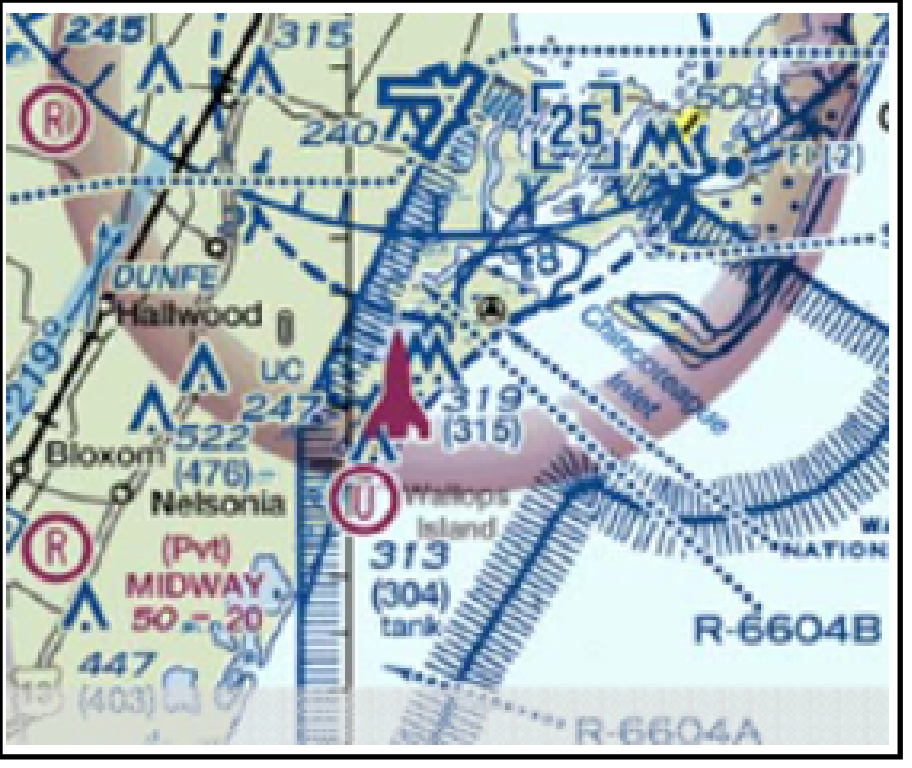 Space Launch and Reentry Area Depicted on a Sectional Chart