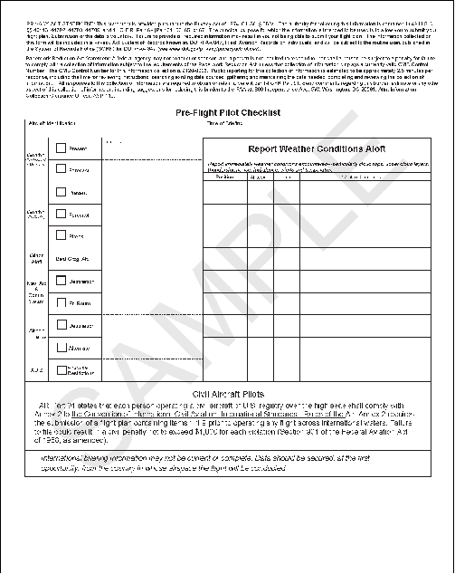 FIG A-1 FAA Form 7233-4, Pre‐Flight Pilot Checklist and International Flight Plan