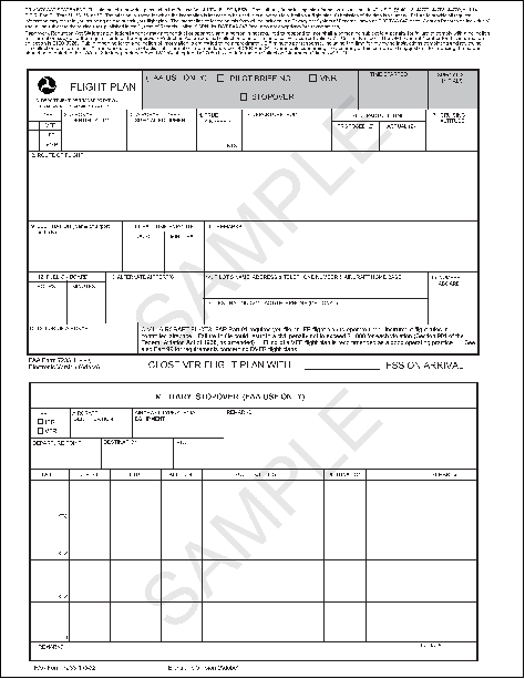 FIG B-1 FAA Form 7233-1, Flight Plan For Military/DoD, Civilian Stereo Route Flight Plan Use Only