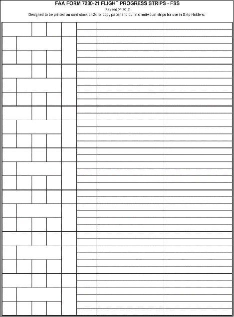 FIG C-2 FAA Form 7230-21 Flight Progress Strips - FSS