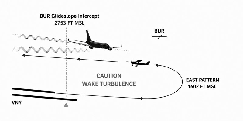 BUR glidepath relation to VNY east traffic pattern.