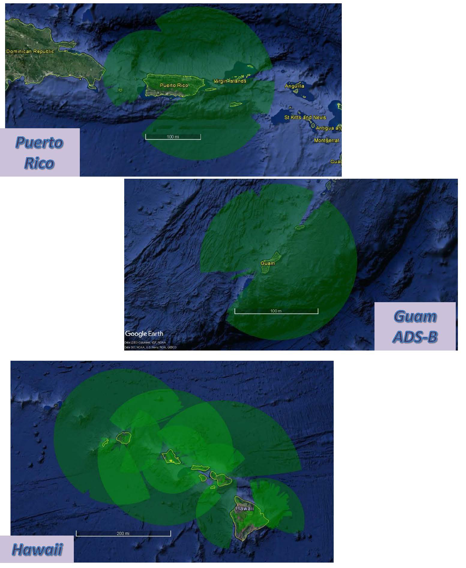 FIG ENR 1.6-3 Hawaii, Puerto Rico, and Guam with SSR Coverage at 1,500' AGL