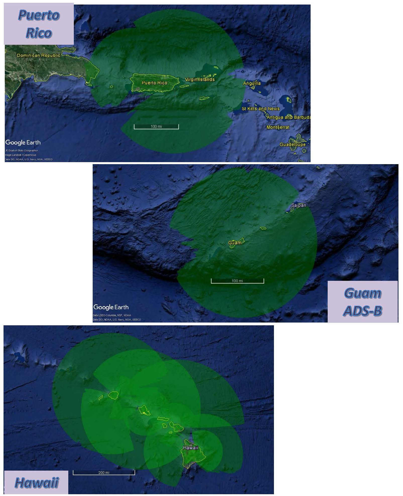 FIG ENR 1.6-4 Hawaii, Puerto Rico, and Guam with SSR Coverage at 5,000' AGL