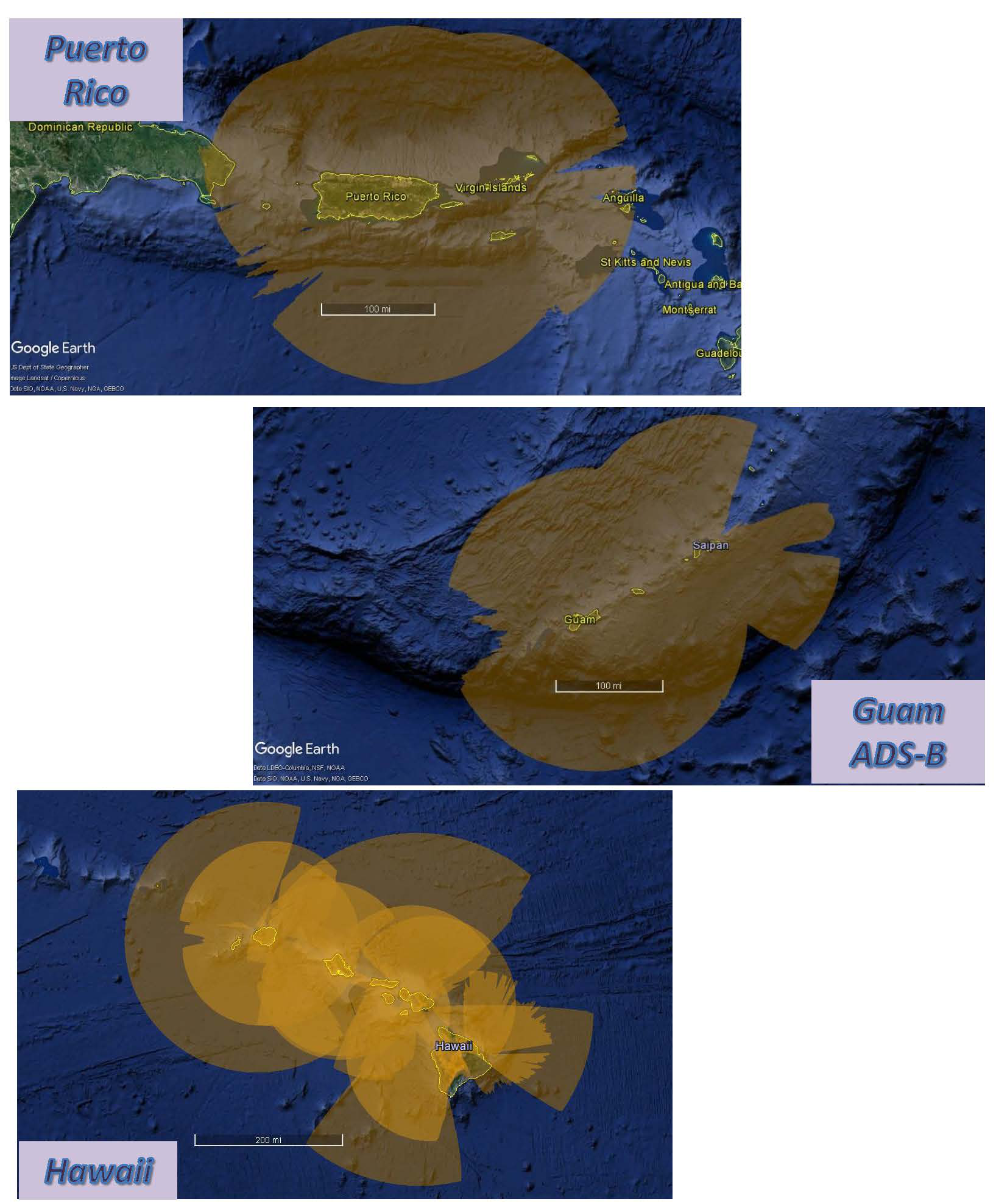 FIG ENR 1.6-11 Hawaii, Puerto Rico, and Guam with ADS-B Coverage at 5,000' AGL