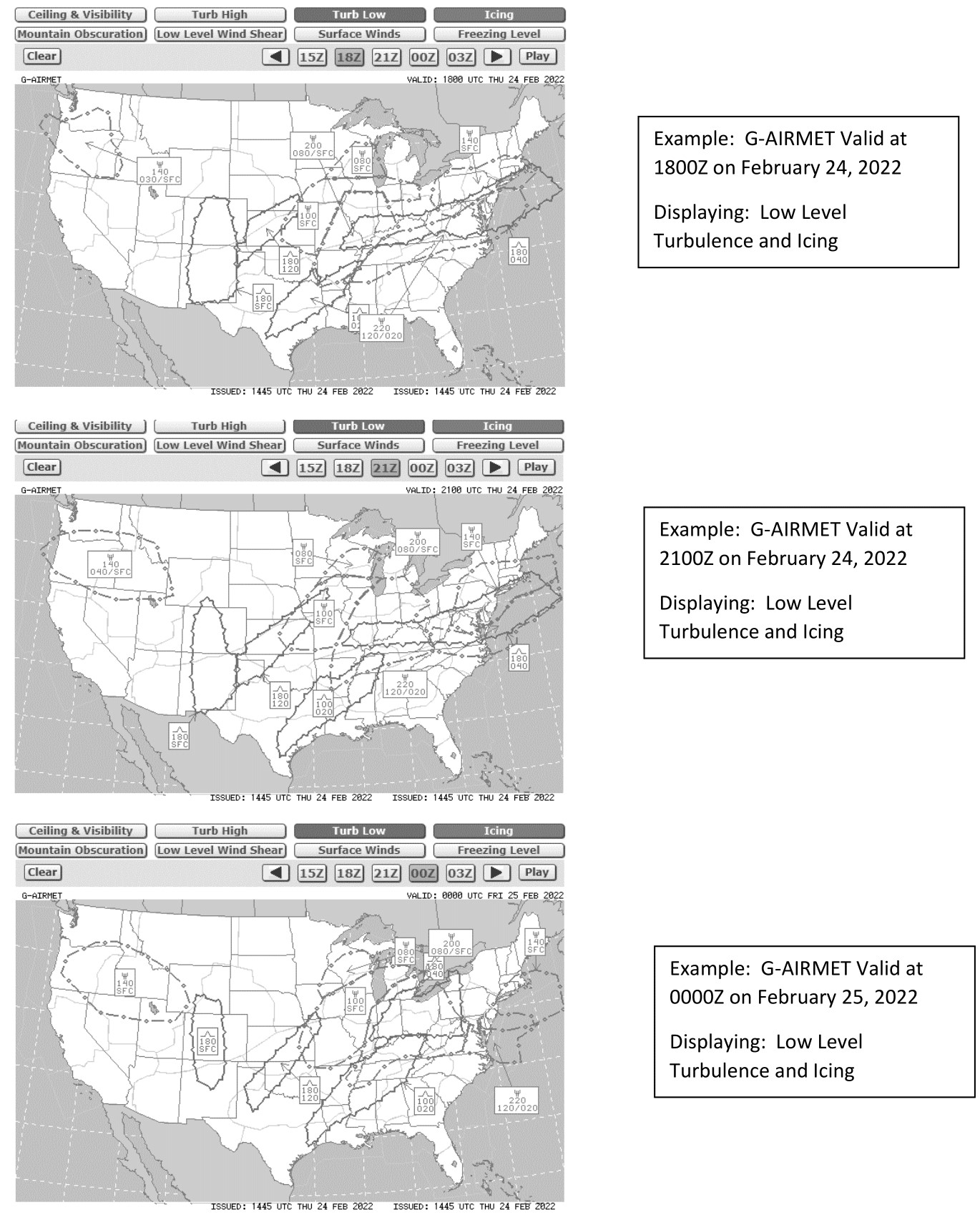FIG GEN 3.5-7 AIRMETs over the Contiguous U.S.