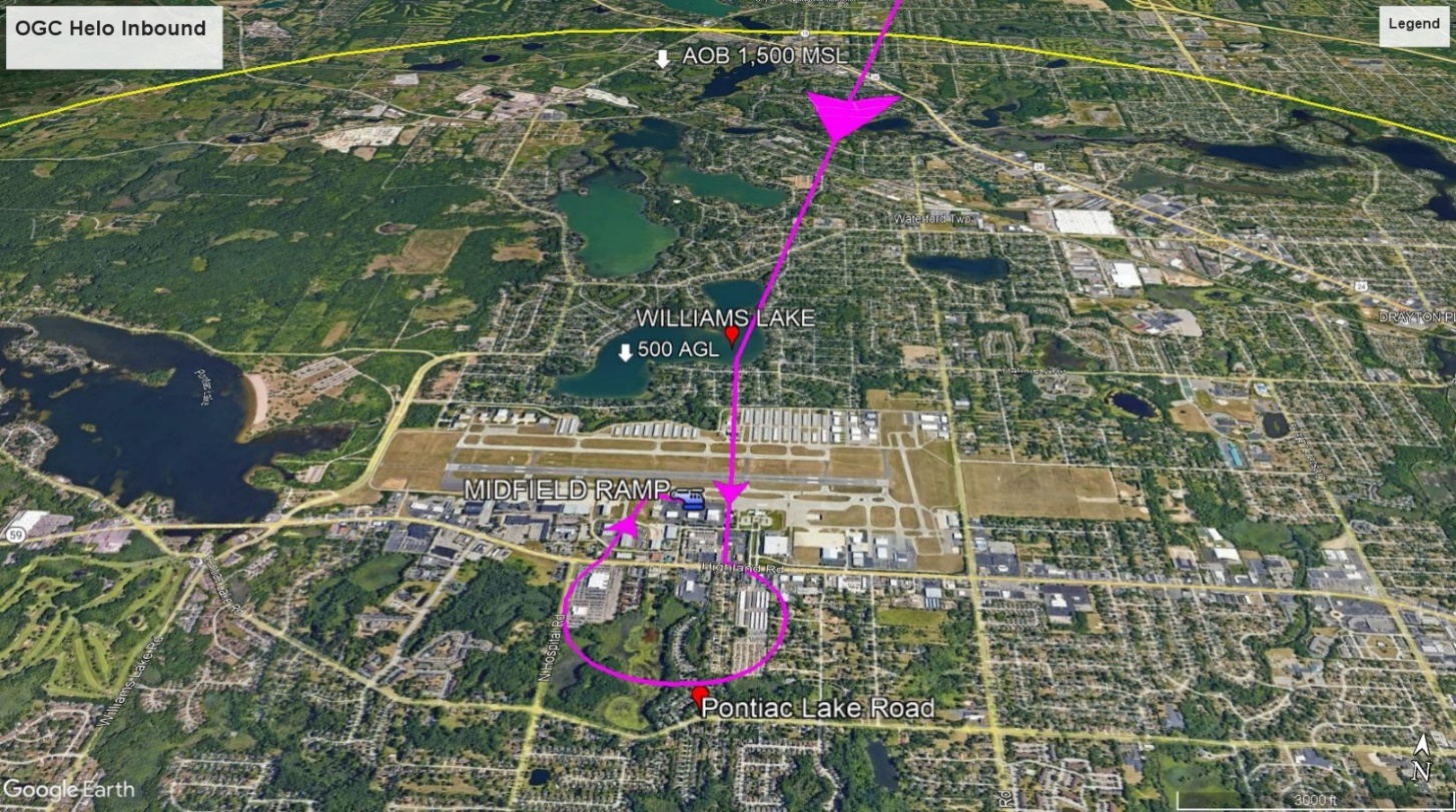 A graphic of OGC HELICOPTER ARRIVAL