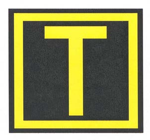 A graphic depicting a taxiway location sign.