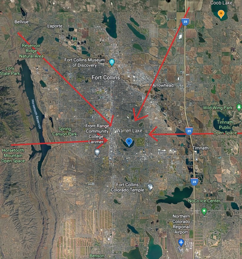 Picture depicting VFR inbound
 routes to FNL