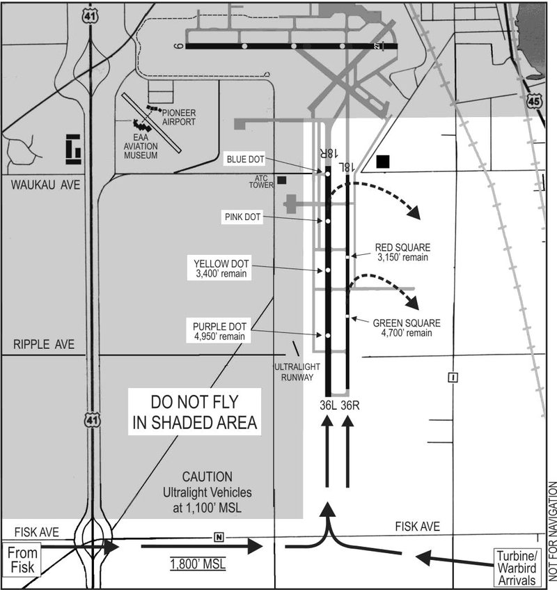 FISK VFR Arrival to OSH Runway 36L/R 