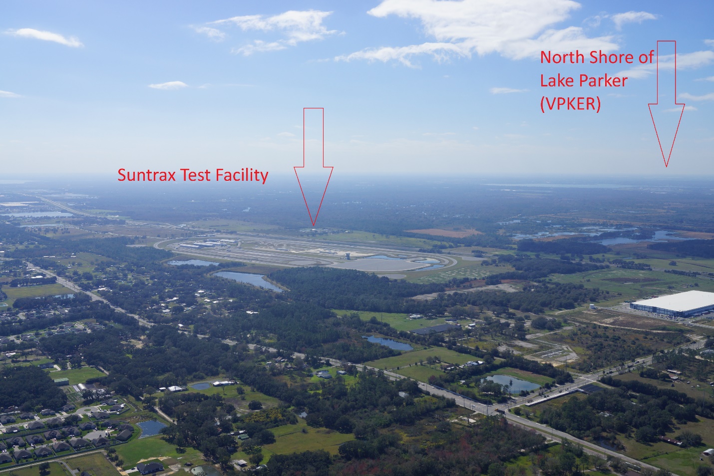 IMAGE OF SUNTRAX TEST FACILITY AND NORTH SHORE OF LAKE PARKER
