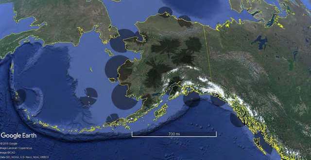 A static graphic portayal of Alaska with SSR Coverage at 1,500 feet above ground level.