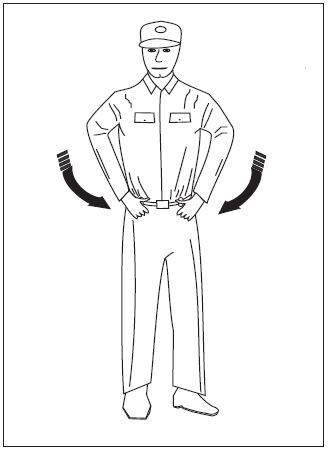 A graphic depicting the hand signal for insert chocks.