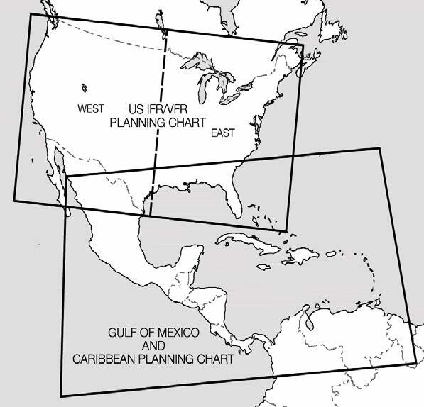 A graphic depicting the planning charts for U.S. IFR/VFR and Gulf of America and Caribbean.