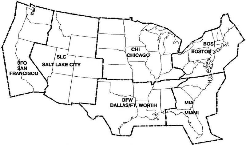 A graphic depicting the SIGMET and AIRMET locations in the conterminous United States.