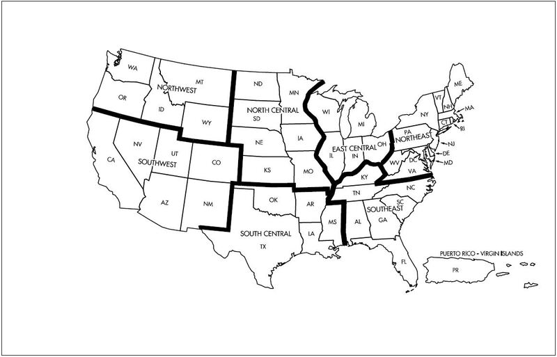 A graphic depicting the Chart Supplement U.S. geographic areas.