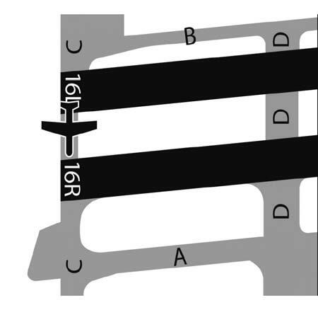 A graphic depicting runway/taxiway proximity for takeoff clearance.