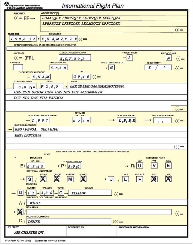 Printable Ifr Flight Plan Form Printable Forms Free Online