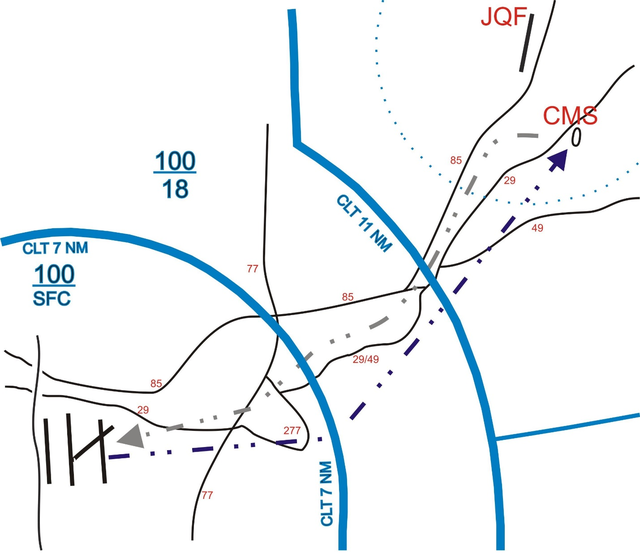 A graphic depicting the CMS helicopter route.
