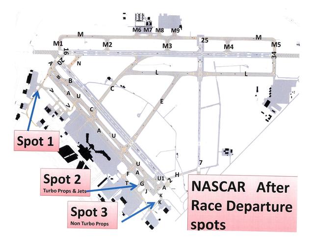 A graphic depicting the spots for departure at RIC.