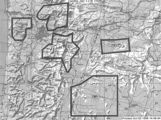Graphic depicting the five low altitude tactical navigation (LATN) areas.