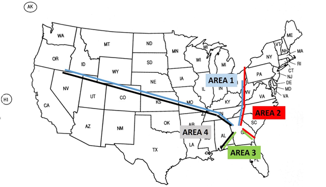 A graphic depicting the preferred IFR departure routes for jet and turboprop aircraft departing from Dekalb-Peachtree Airport (PDK) or Gwinnett County - Briscoe Field Airport (LZU). See the corresponding table below.