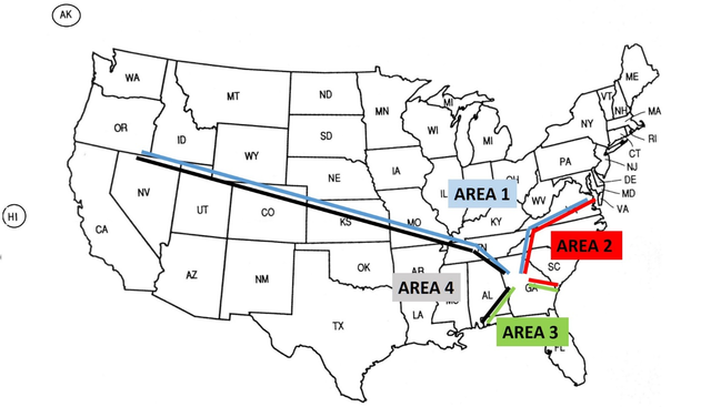 A graphic depicting the preferred IFR departure routes for jet and turboprop aircraft departing from Fulton County Airport - Brown Field (FTY), Cobb County International-Mccollum Field Airport (RYY), or Paulding Northwest Atlanta Airport (PUJ). See the corresponding table below.