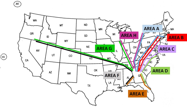 A graphic depicting the preferred IFR arrival routes for jet and turboprop aircraft arriving at Fulton County Airport - Brown Field (FTY), Cobb County International-Mccollum Field Airport (RYY), or Paulding Northwest Atlanta Airport (PUJ). See the corresponding table below.