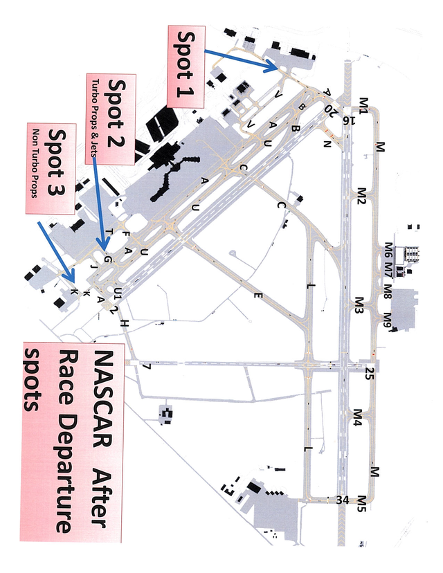 A graphic depicting the departure spots at Richmond International Airport (RIC).