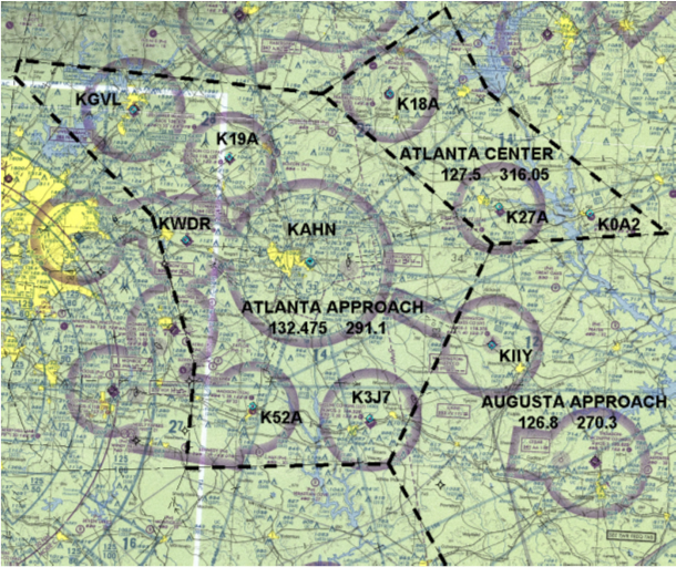 A diagram depicting the geographical boundaries.