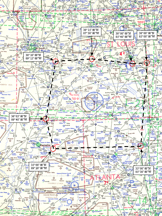 Diagram of the lights out military operations area in KY, TN, Southern IL, IN, and Northern AL.