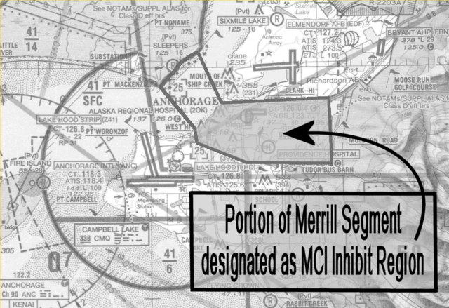 Graphic depitcting the portion of Merrill Segment designated as MCI Inhibit Region