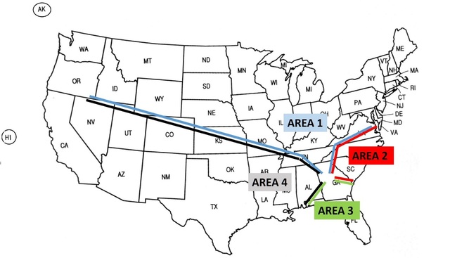 A graphic depicting the preferred IFR departure routes for jet and turboprop aircraft departing from Fulton County Airport - Brown Field (FTY), Cobb County International-Mccollum Field Airport (RYY), or Paulding Northwest Atlanta Airport (PUJ). See the corresponding table below.