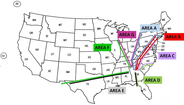 A graphic depicting the preferred IFR arrival routes for jet and turboprop aircraft arriving at Dekalb-Peachtree Airport (PDK) or Gwinnett County - Briscoe Field Airport (LZU). See the corresponding table below.