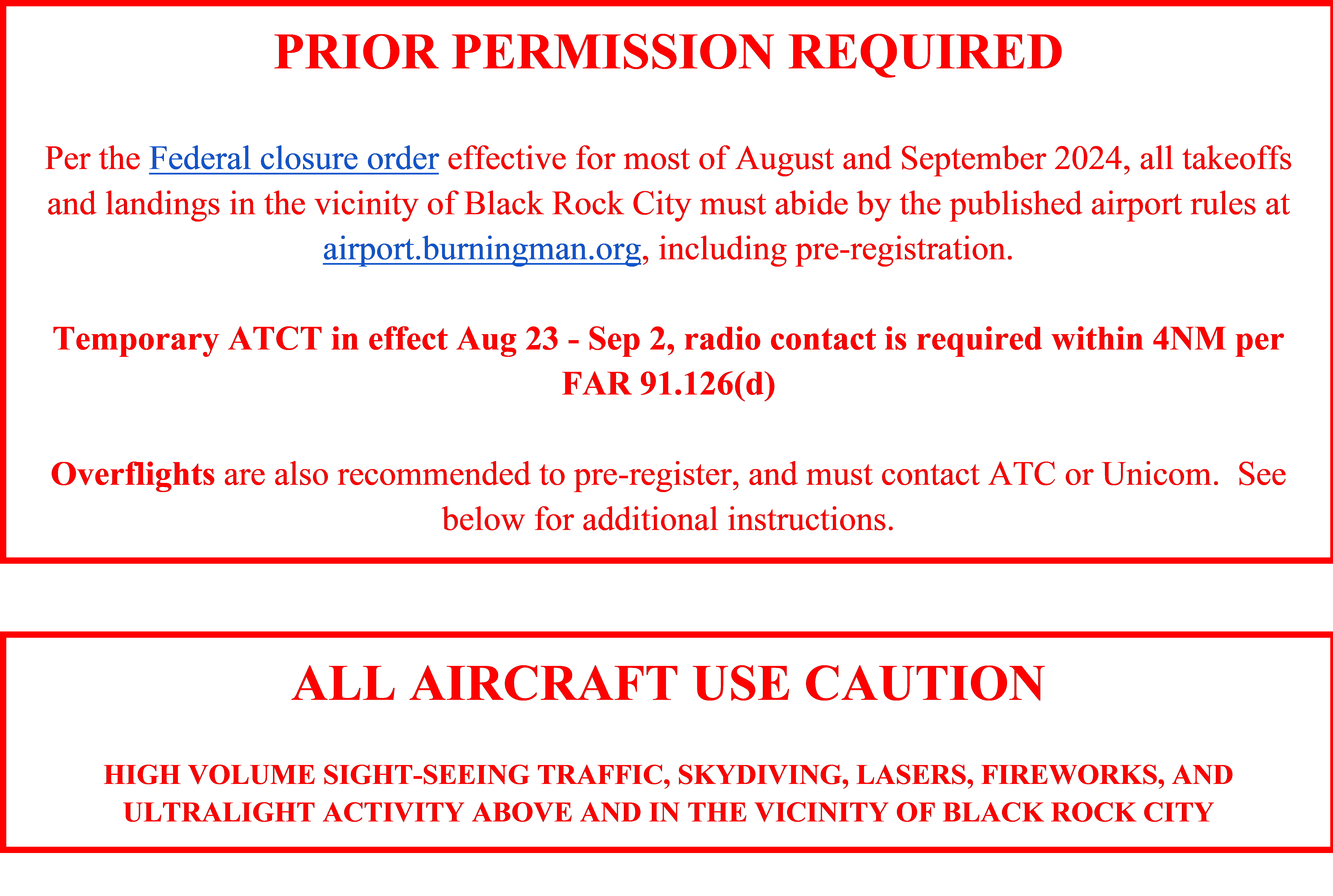PPR and Caution Aircraft boxes.