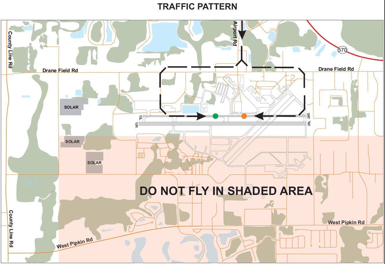 Depiction of LAL runways and traffic patterns