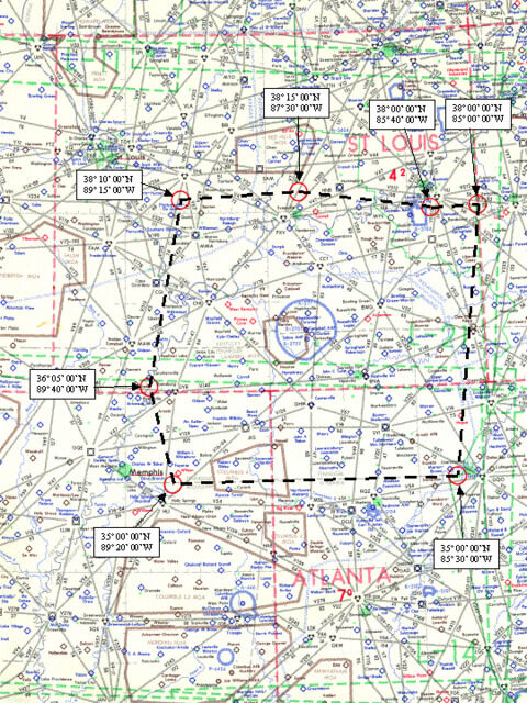 Diagram of the lights out military operations area in KY, TN, Southern IL, IN, and Northern AL.