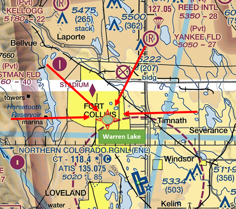 Depiction of Fort Collins area and Warren Lake Waypoint
