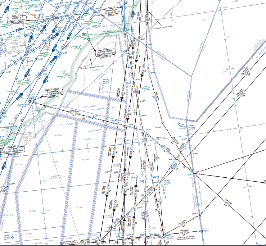 FAA Enroute High-Altitude Chart H-9 depicting Directional Arrows