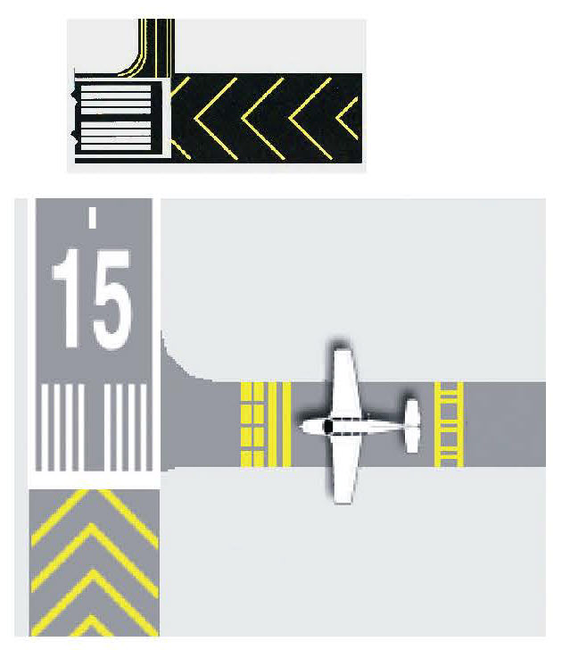 Sample diagram for Chevron Markings for Blast Pads, Stopways, and Engineered Materials Arresting Systems (EMAS).