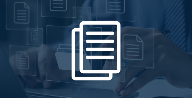 SAS external portal resource page button icon, piece of paper graphic with blue gradient