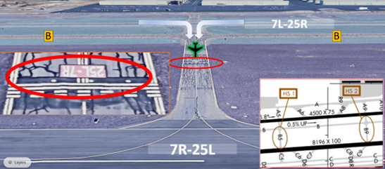 Pilots sometimes cross RWY 7R/25L at TWY B5 without ATC clearance.