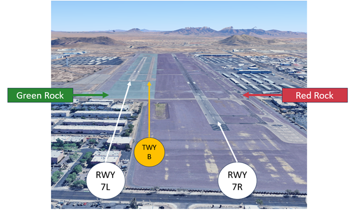 Wrong Surface Landing Risk - Pilots sometimes confuse RWY 25L/25R and RWYs 7R/7L as well as parallel TWY B.