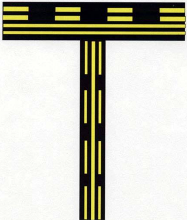 The enhanced taxiway centerline marking consists of a parallel line of yellow dashes on either side of the normal taxiway centerline.