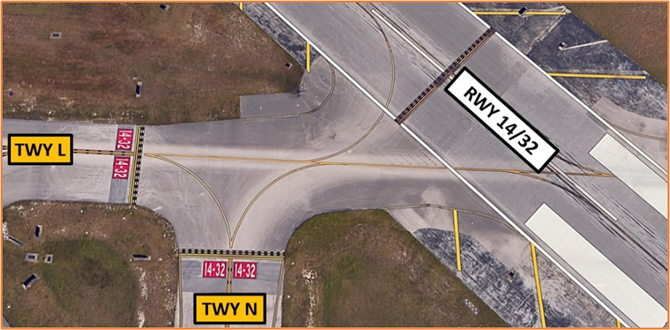 Pilots have become confused when taxiing in the vicinity of TWYs L, N, and RWY 14/32.