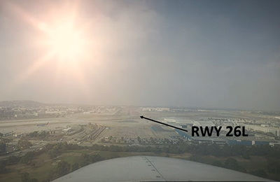 lgb-hs-glare.png The glare makes it difficult to see and aircraft can line up for the wrong RWY. If this is the case and you want to double check, just ask if you are lined up correctly or go around.