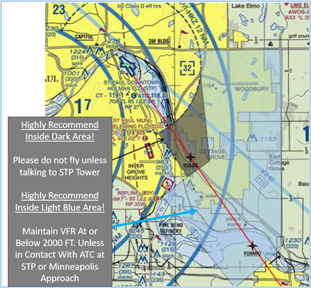 St Paul Downtown Airport Holman Field (STP) Sectional Chart recommended areas.
