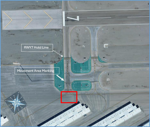 vgt-hotspot1a.png The area between TWY G and the RWY 7 Runup Area is not visible from the tower.
