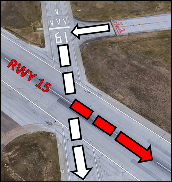 Picture of Hotspot Two depicting the intersection of Runway One Nine and Runway One Five.