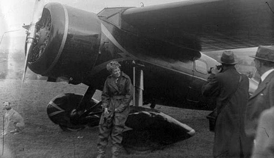 Amelia Earhart and her Vega 5B plane