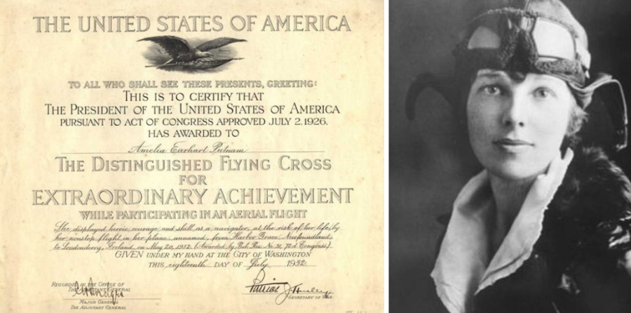Amelia Earhart's certificate for distinguished flying